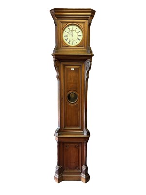 Lot 605 - Interesting late 19th century Vienna longcase regulator clock with single weight and pendulum, month movement