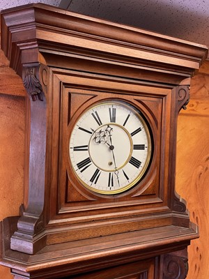 Lot 605 - Interesting late 19th century Vienna longcase regulator clock with single weight and pendulum, month movement