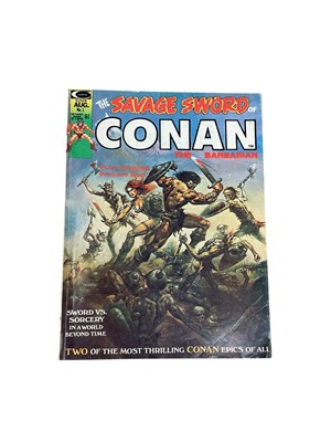 Lot 2840 - Savage Sword of Conan the Barbarian (Curtis). Issues #1 - #10 (1974 and 1975). #1 - includes the debut of Red Sonja's chain mail bikini and first appearance of Blackmark. (10)