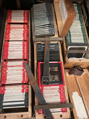 Lot 2514 - Collection of over 200 Victorian and later magic lantern slides in custom boxes – mostly topographical photographs.