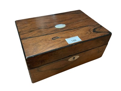 Lot 149 - Wooden jewellery box containing silver and other items