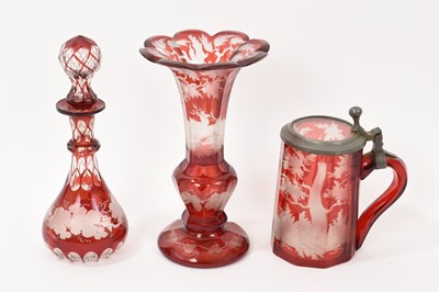 Lot 321 - Three pieces of Bohemian glassware