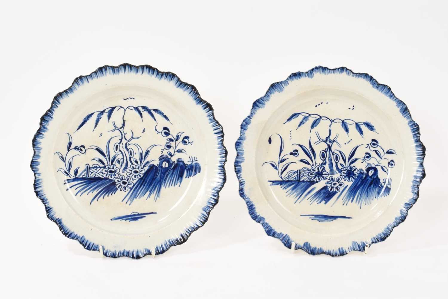 Lot 75 - Pair of antique blue and white pearlware plates