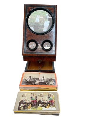 Lot 2518 - Victorian folding stereo-graphoscope with a collection of stereoviews etc. R40