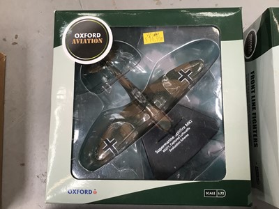 Lot 2024 - Corgi The Aviation Archive 1:72 scale Canadair Sabre F.4, Boxed AA35812 & North American F.86A Sabre, boxed AA35802, plus Corgi Oxford Aviation Supermarine Spitfire MkI, boxed AC086 & He...