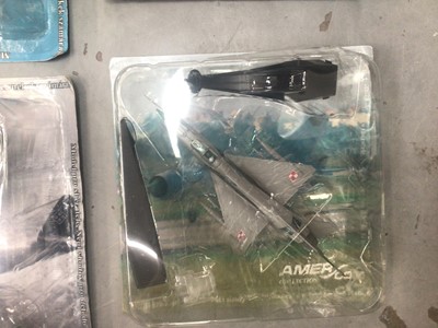 Lot 2025 - Easy Models 1:48 scale Mustang P-51D, boxed 39303 & 1:72 scale F-84E Thunderjet, boxed 37109 & MiG 15 UTI, boxed 37135, plus other model aircraft (1 box)