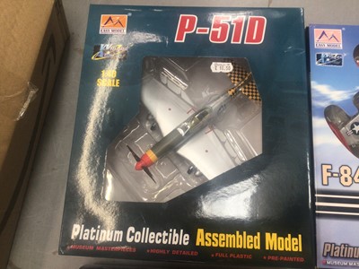 Lot 2025 - Easy Models 1:48 scale Mustang P-51D, boxed 39303 & 1:72 scale F-84E Thunderjet, boxed 37109 & MiG 15 UTI, boxed 37135, plus other model aircraft (1 box)