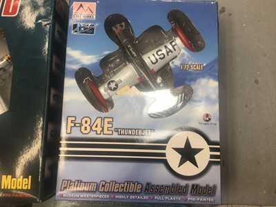 Lot 2025 - Easy Models 1:48 scale Mustang P-51D, boxed 39303 & 1:72 scale F-84E Thunderjet, boxed 37109 & MiG 15 UTI, boxed 37135, plus other model aircraft (1 box)