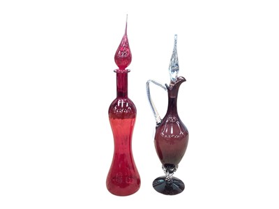 Lot 1061 - Two Italian mid century glass genie bottles