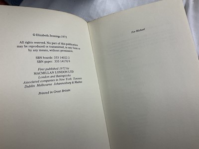 Lot 1396 - Elizabeth Jennings group of publications, including many with signed inscriptions