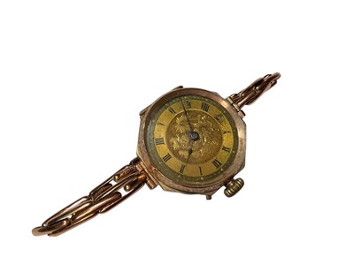 Lot 153 - Edwardian 9ct gold fob watch converted to a wristwatch on 9ct gold bracelet