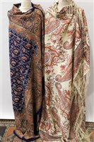 Lot 3101 - Two vintage shawls - both wool with printed...