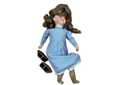 Lot 70 - Antique German bisque head doll, stamped 'Made in Germany 125 2/0' with maker's mark