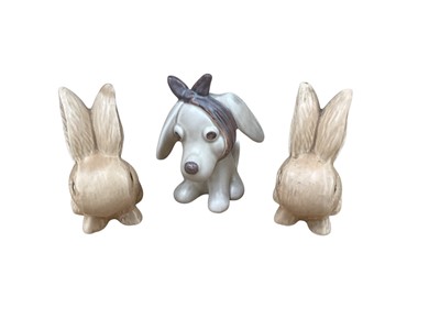Lot 1068 - Two Sylvac rabbits, ditto dog, Bing & Grondahl dog and other ceramics - 1 box