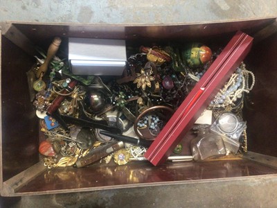 Lot 182 - Three boxes to include a 9ct gold Cameo ring, 9ct gold stud earrings, silver chain, costume jewellery and other sundry items