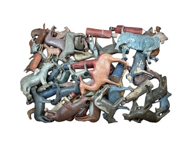 Lot 2497 - Group of antique carved and painted Noah's Ark animals and figures