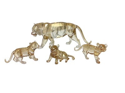 Lot 1070 - Swarovski Crystal Endangered Wildlife Collection - Tiger, together with three cubs