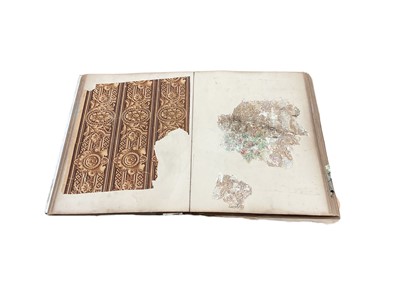 Lot 2499 - Interesting album of antique wallpaper fragments, together with albums of maps, etc