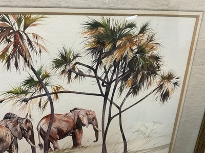 Lot 1441 - Allan Carter (b. 1909) watercolour, elephants, signed, 39 x 63cm, glazed frame