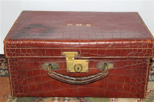 Lot 3113 - Vintage luggage - crocodile skin travelling...