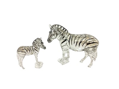 Lot 1075 - Swarovski Crystal annual edition 2021 - Zebra Amai, together with baby, both boxed