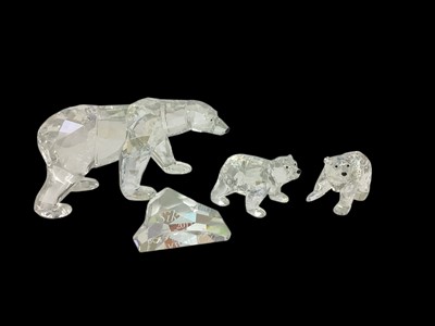 Lot 1078 - Swarovski Crystal annual edition 2011 - Siku Polar Bear with plaque and two small bears, all boxed