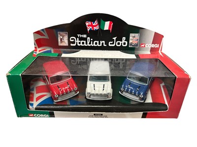 Lot 1692 - Corgi The Italian Job three piece mini set, in window box No. 05506, Mini Cooper Monte Carlo Winners Set, boxed No.97712, plus other related Minis