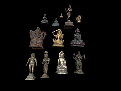 Lot 2509 - Group of Indian and Eastern bronze and metal figures of deities