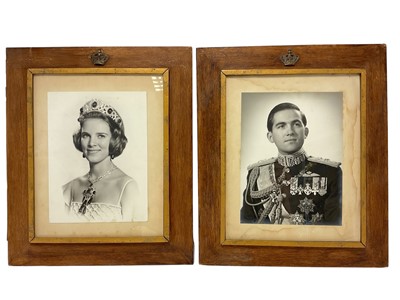 Lot 73 - T.M. King Constantine and Queen Anne-Marie of Greece, pair presentation photographs