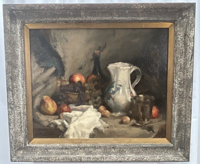 Lot 45 - Jean Alphonse Stival (1879-1944) oil on canvas - Still life with white jug, signed, labels verso, 48cm x 59cm, framed