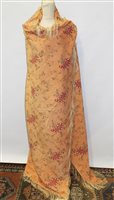 Lot 3135 - Victorian peach woven wool shawl with floral...