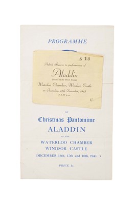 Lot 81 - Scarce Programme for the Christmas Pantomime Aladdin in the Waterloo Chamber, Windsor Castle December 1943