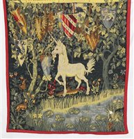 Lot 3137 - Medieval-style heraldic hanging with unicorn -...