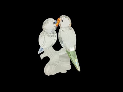 Lot 1083 - Swarovski Crystal model of two budgies, boxed