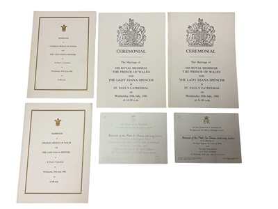 Lot 50 - The Marriage of H.RH. The Prince of Wales with The Lady Diana Spencer 29th July 1981, collection of ephemera belonging to Admiral of the Fleet The Lord Lewin KG, GCB, LVO, DSC (1920-1999), compr...