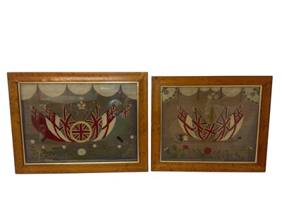 Lot 1138 - Two First World War needlework panels, in maple frames