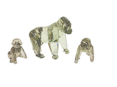 Lot 1086 - Swarovski Crystal annual edition 2009 - Gorilla mother and two babies, boxed