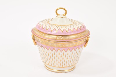 Lot 277 - Derby pink and gilt decorated sucrier and cover, circa 1795