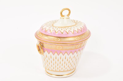 Lot 50 - Derby pink and gilt decorated sucrier and cover, circa 1795
