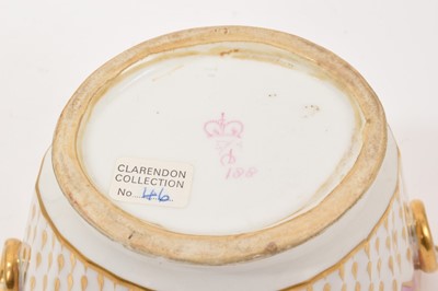 Lot 50 - Derby pink and gilt decorated sucrier and cover, circa 1795