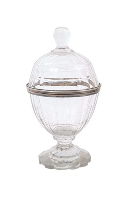 Lot 346 - George III white metal mounted cut glass bowl and cover