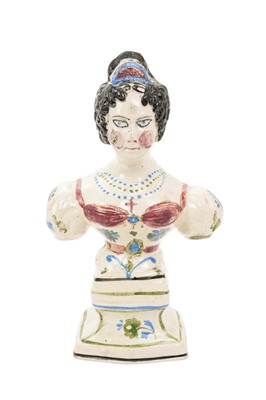 Lot 161 - Rare late Georgian pearlware bust of H.M. Queen Adelaide, circa 1835, probably Scottish