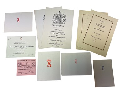 Lot 51 - The Marriage of H.R.H The Prince Andrew with Miss Sarah Ferguson, 23rd July 1986, a collection of official ephemera belonging to Admiral of the Fleet The Lord Lewin KG, GCB, LVO, DSC (1920-1999)...