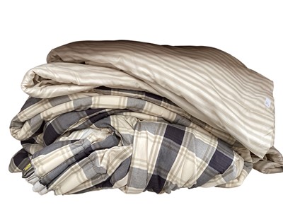 Lot 376 - Curtains two pairs both interlined, one in striped fabric the other check.