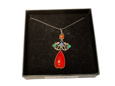Lot 236 - Arts & Crafts silver gem set pendant necklace