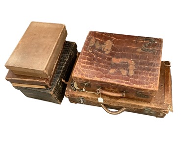 Lot 381 - Vintage luggage five cases of different sizes, included two Crocodile skin.