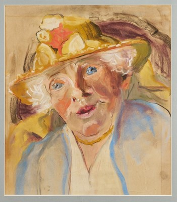Lot 853 - *Lucy Harwood (1893-1972) pastel - 'My Old Nannie', 39cm x 35cm, in glazed frame