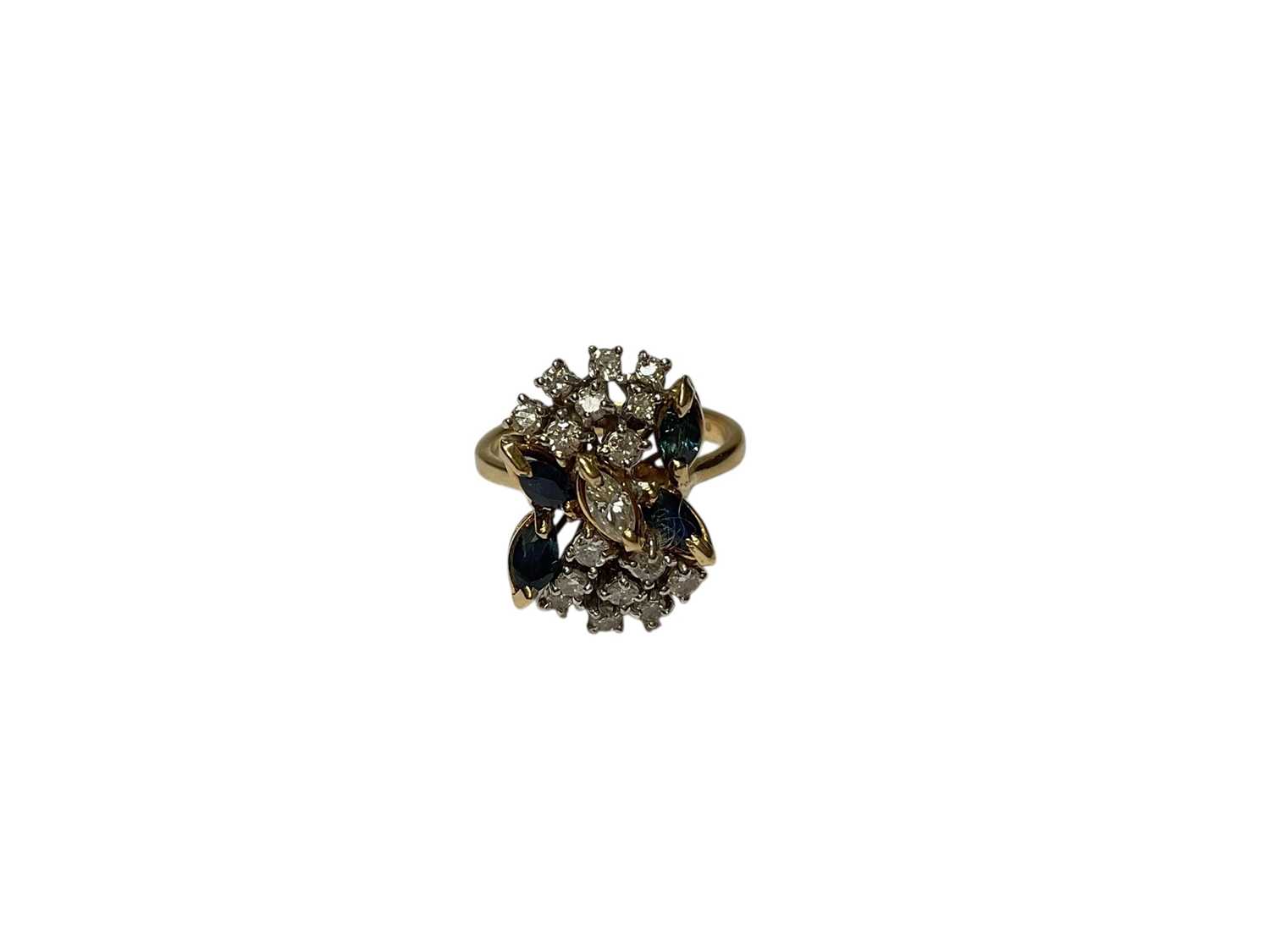 Lot 242 - Sapphire and diamond cluster cocktail ring