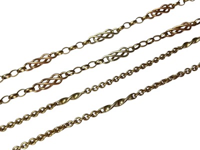 Lot 244 - Two 9ct yellow and white gold fancy link chains