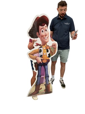 Lot 1231 - Disney and Warner Bros life size film promotional cuts outs including Alice in Wonderland, Toy Story and Suicide Squad figures